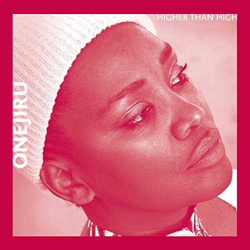 "Album cover with a woman's portrait, tinted red, wearing a white beanie."