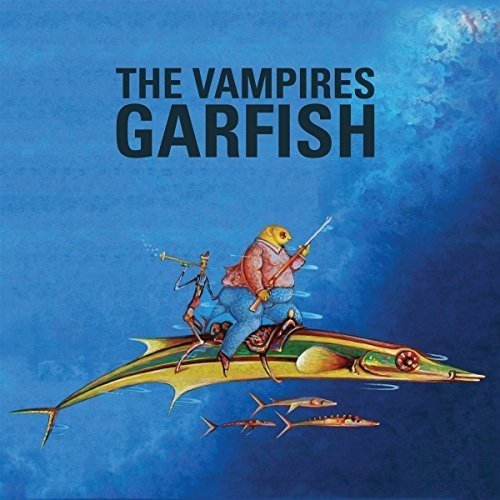 "Album cover art featuring a diver riding a garfish, surrounded by underwater creatures."