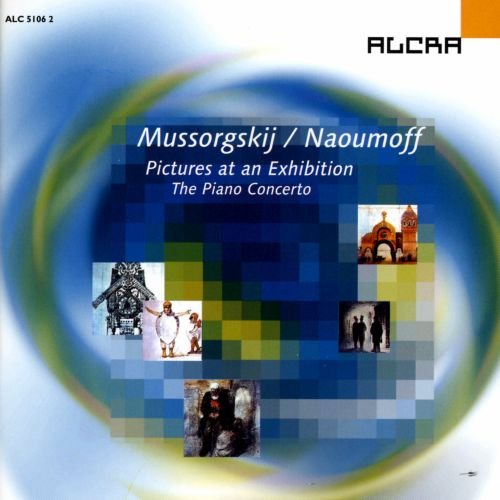 "CD cover with blue pixelated background, four small images, and white and black text."