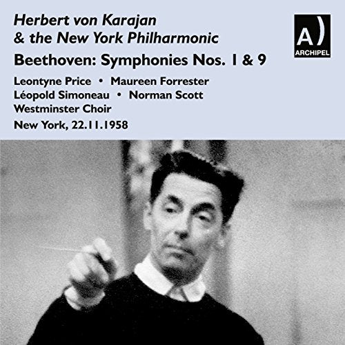 CD cover with black and white photo of conductor Herbert von Karajan holding a baton.