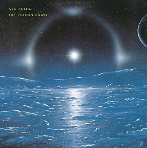 Vinyl album cover with icy blue landscape and stars, titled "The Silicon Dawn".