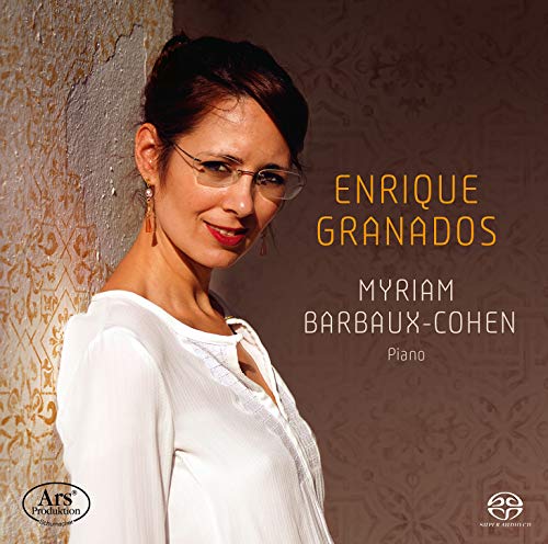 CD cover featuring a woman in white against a brown patterned background.