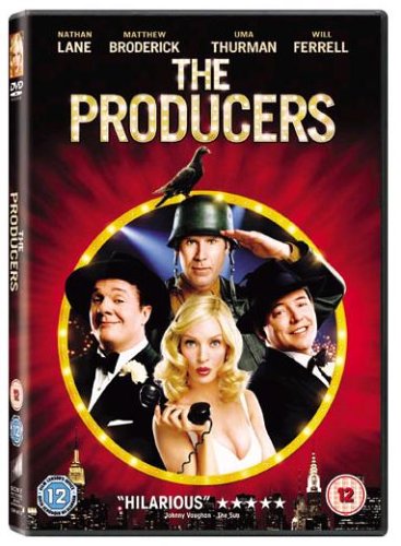 DVD case for "The Producers" with actors' images on a red background.
