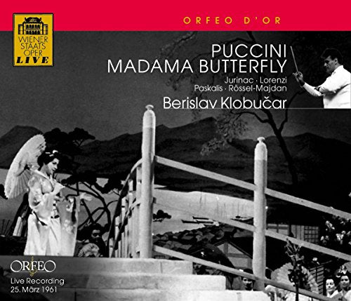 Black and white opera album cover with red banner and yellow logo.