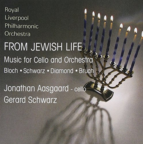 A CD cover featuring a lit menorah with text overlay describing the music inside.