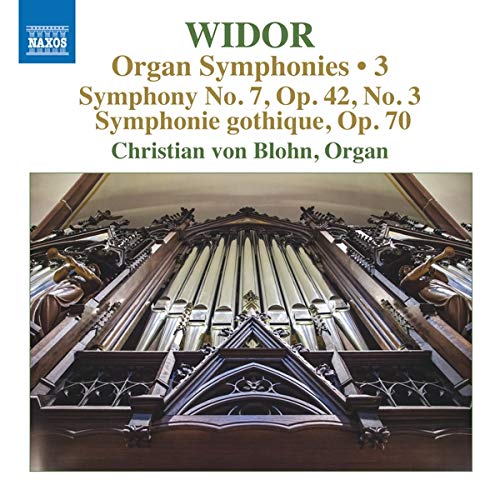 "CD cover featuring a large ornate pipe organ with text describing the music content."
