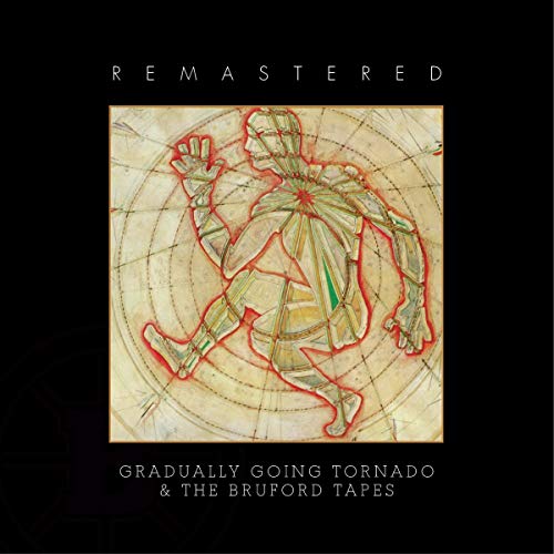 "Album cover with abstract human figure on a circular background, outlined in red."