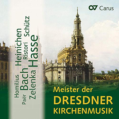 "CD cover with church illustration, green and yellow text, and 'Carus' logo."