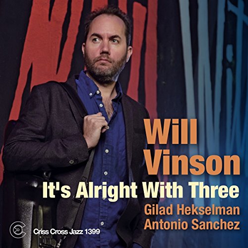 Album cover with a man holding a saxophone case, text overlay with artist and title.