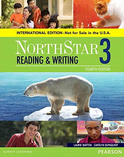 "Textbook cover with polar bear on ice and various people, green background."