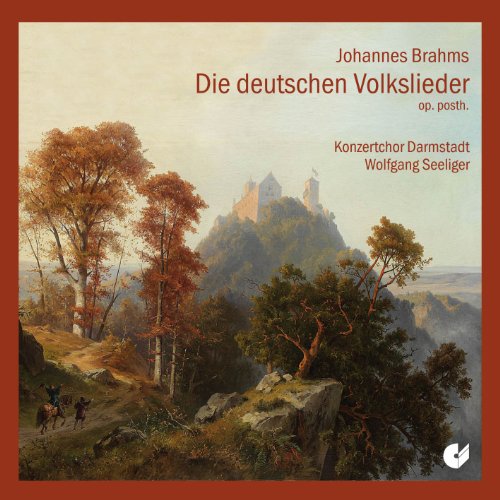 The product is a CD cover featuring a landscape painting. "CD cover with landscape painting, castle, and red border."