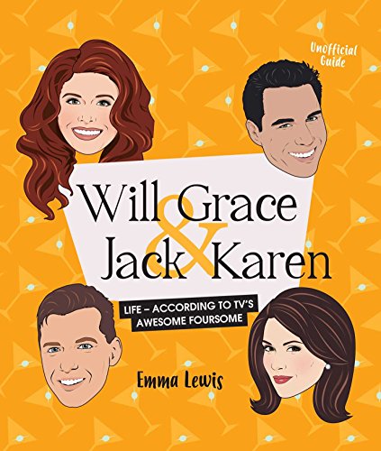 "Book cover with cartoon faces of four people on an orange background."