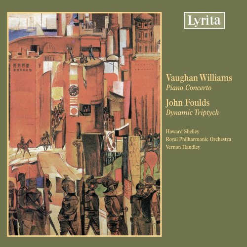 "CD cover with abstract cityscape illustration and gold text on green background."
