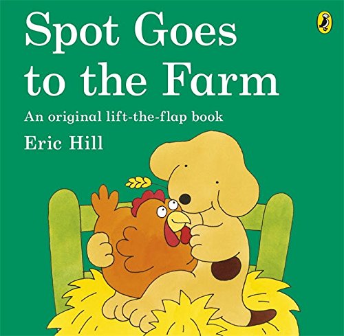 "Children's book cover featuring a dog and chicken on green background."