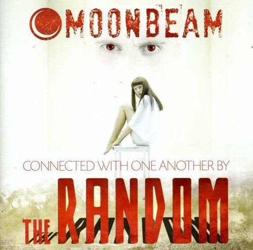 The image is an album cover for "Moonbeam - The Random [CD]". The alt text for this image could be: "Album cover featuring a woman sitting on a cube, with eyes above."
