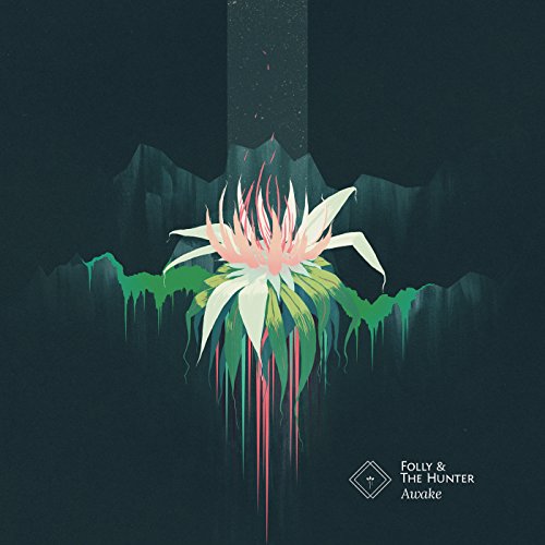 The image shows a vinyl record cover with a large, white and pink flower.