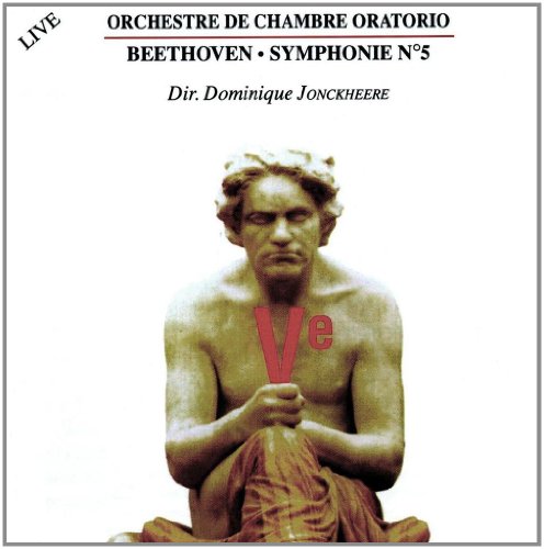 A CD cover featuring a statue of a man, Beethoven's Symphony No. 5.