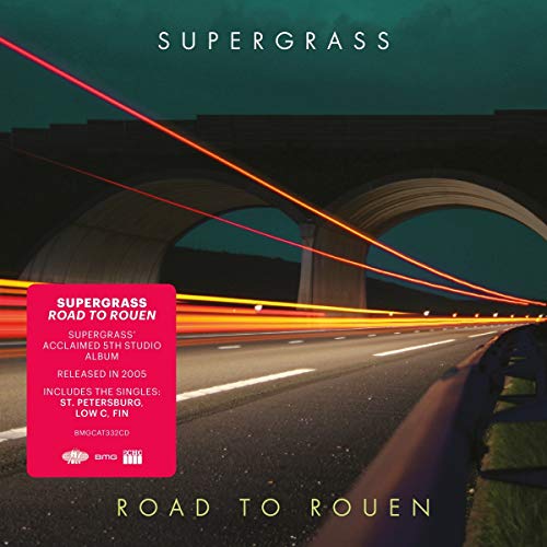 "Album cover featuring a highway with light trails and a bridge, titled 'Road to Rouen'."
