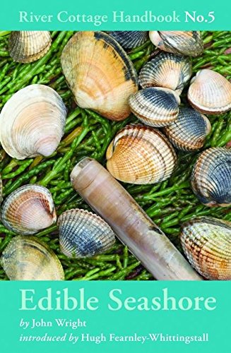 "Book cover with seashells and seaweed, titled 'Edible Seashore' by John Wright."