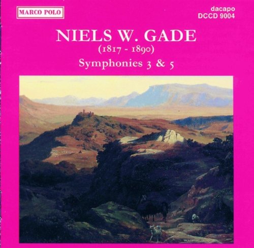 A CD cover with a pink background featuring a landscape painting.