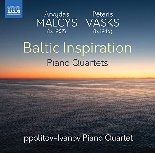 "CD cover featuring a serene ocean sunset with 'Baltic Inspiration' text prominently displayed."