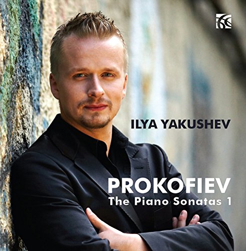 Man in black shirt and jacket on album cover with text "PROKOFIEV The Piano Sonatas 1".