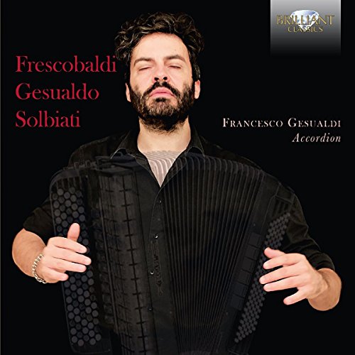 A man holding an accordion, with text on a black background.