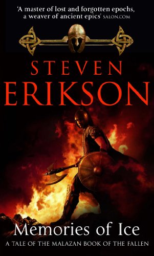 "Book cover with warrior in armor, shield, and sword amidst flames, with author's name."