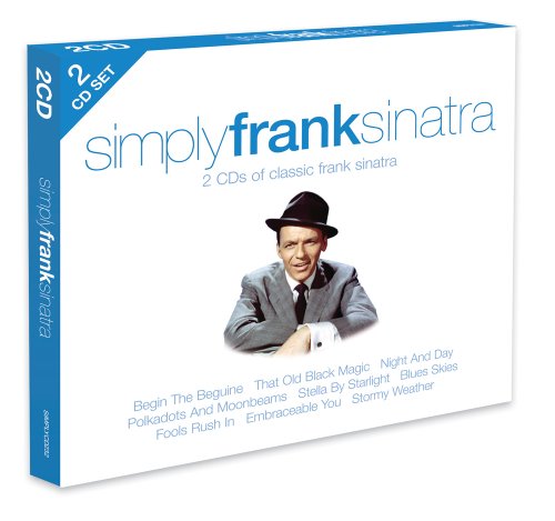 "White CD case with blue accents, featuring Frank Sinatra in a suit."