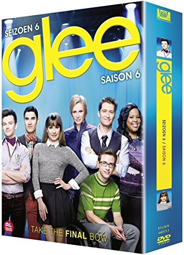 "DVD cover for 'Glee: The Final Season' featuring a group of seven actors."
