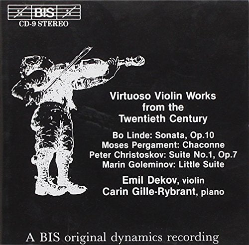 Black CD cover with white text and illustration of a violinist playing.