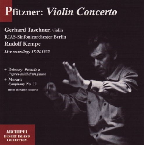 A black-and-white image of a man conducting, on a CD cover with red accents.