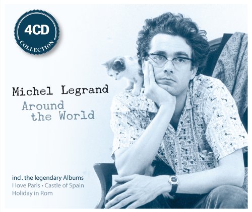 "CD cover featuring Michel Legrand sitting with a cat on his shoulder."