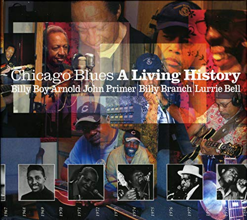 "CD cover featuring a collage of blues musicians performing and portraits."