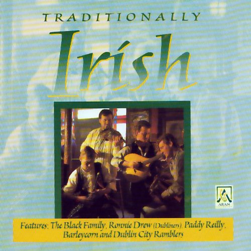 "CD cover with men playing instruments, titled 'Traditionally Irish' in green and yellow text."