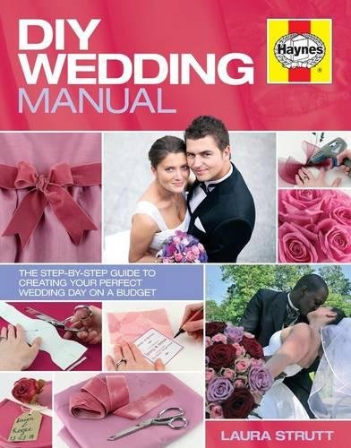 "Book cover with 'DIY Wedding Manual' title, images of wedding decor and couple."