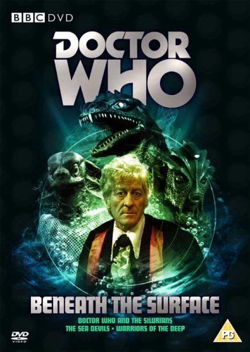 DVD cover featuring Doctor Who with a man and sea creatures on a dark background.