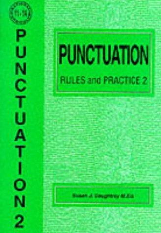 The image is a green book cover with "Punctuation Rules and Practice 2" written on it.