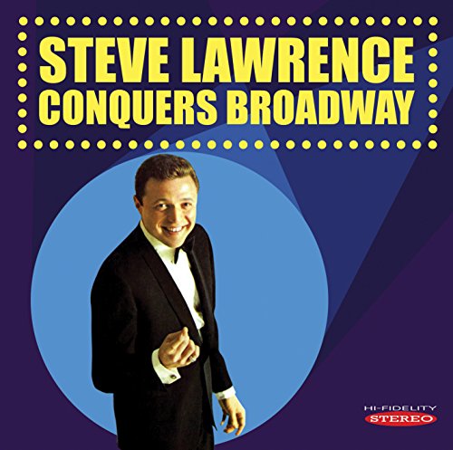 "Album cover featuring Steve Lawrence in a tuxedo against a blue and purple background."