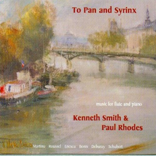 "Album cover featuring a serene river scene painting with red and white text overlay."