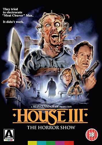 DVD cover for "House III: The Horror Show" featuring a grotesque character and frightened people.