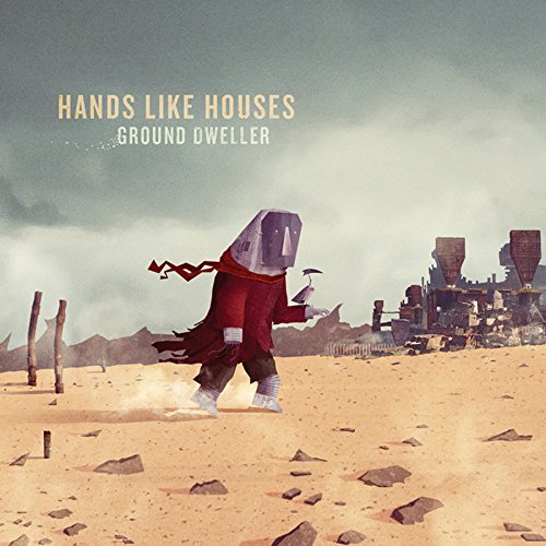 "Album cover art: person in red coat and metal helmet walking in a desert landscape."