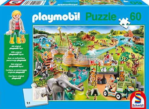 Schmidt | Playmobil: A Zoo Adventure Puzzle & Play (60 pieces) inc. one figure | Jigsaw Puzzle | Ages 5+
