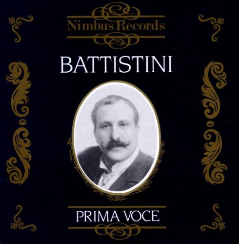 Black CD cover with gold designs, featuring a man's portrait and "BATTISTINI PRIMA VOCE" text.