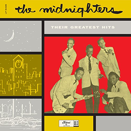 Vinyl album cover featuring The Midnighters, with a collage of images and yellow, red, and grey hues.
