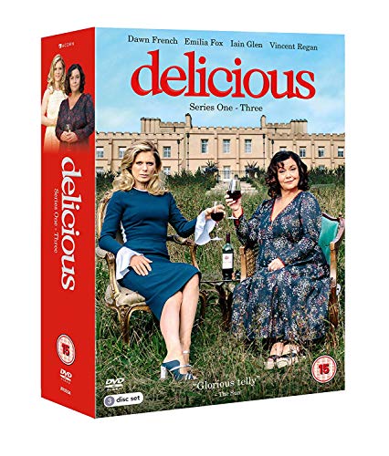"DVD box set featuring two women sitting in a garden holding wine glasses."