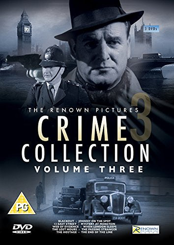 "DVD cover for 'The Renown Pictures Crime Collection: Volume Three' with crime scene images."