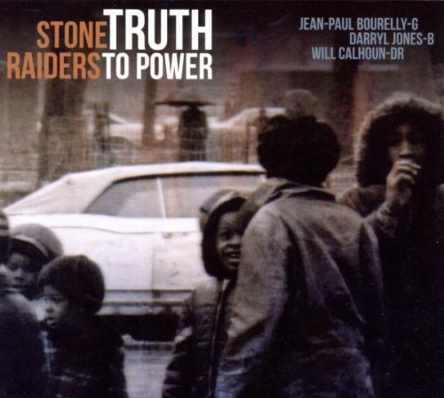 "CD cover with black-and-white image of people on a city street."