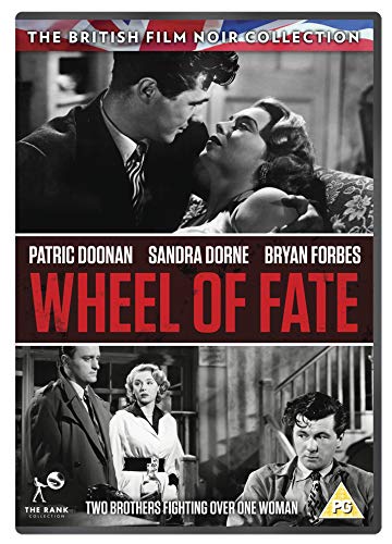 "Wheel of Fate DVD cover featuring black and white film scenes and red title."
