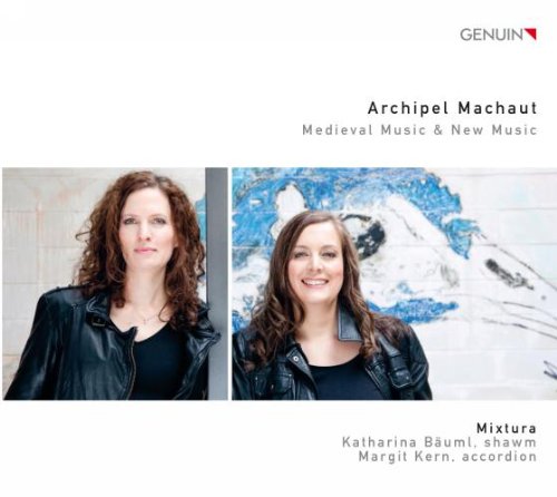 "CD cover featuring two women and the title 'Archipel Machaut' with 'Medieval Music & New Music'."